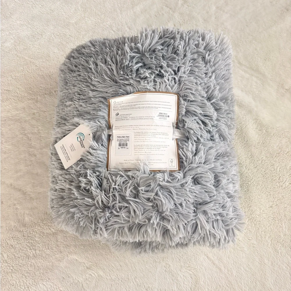 Pottery Barn Recycled Super Fluffy Duvet Cover - Light Grey